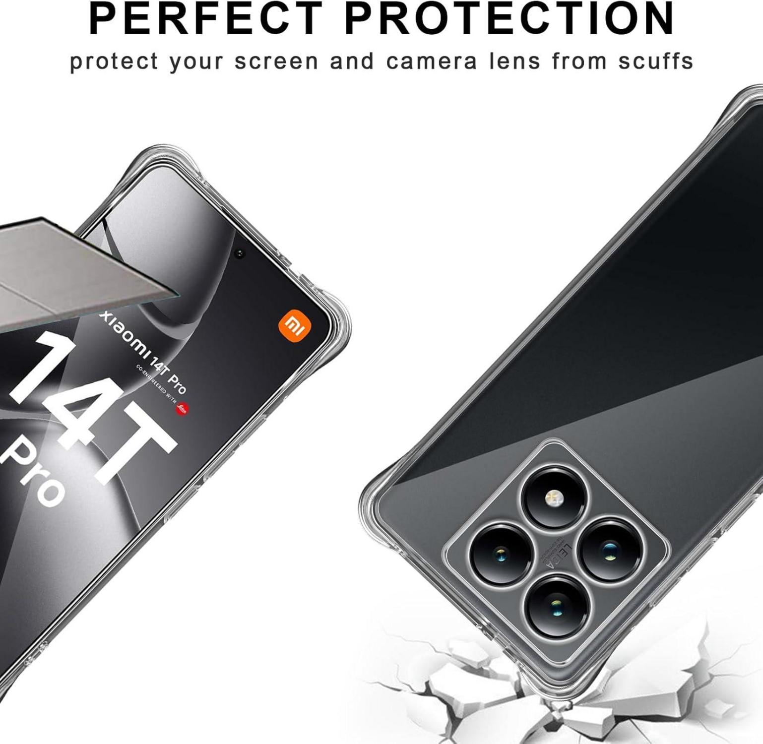 Silikon Hülle + Panzerglas Schutzfolie Xiaomi 14T Pro 2er Set