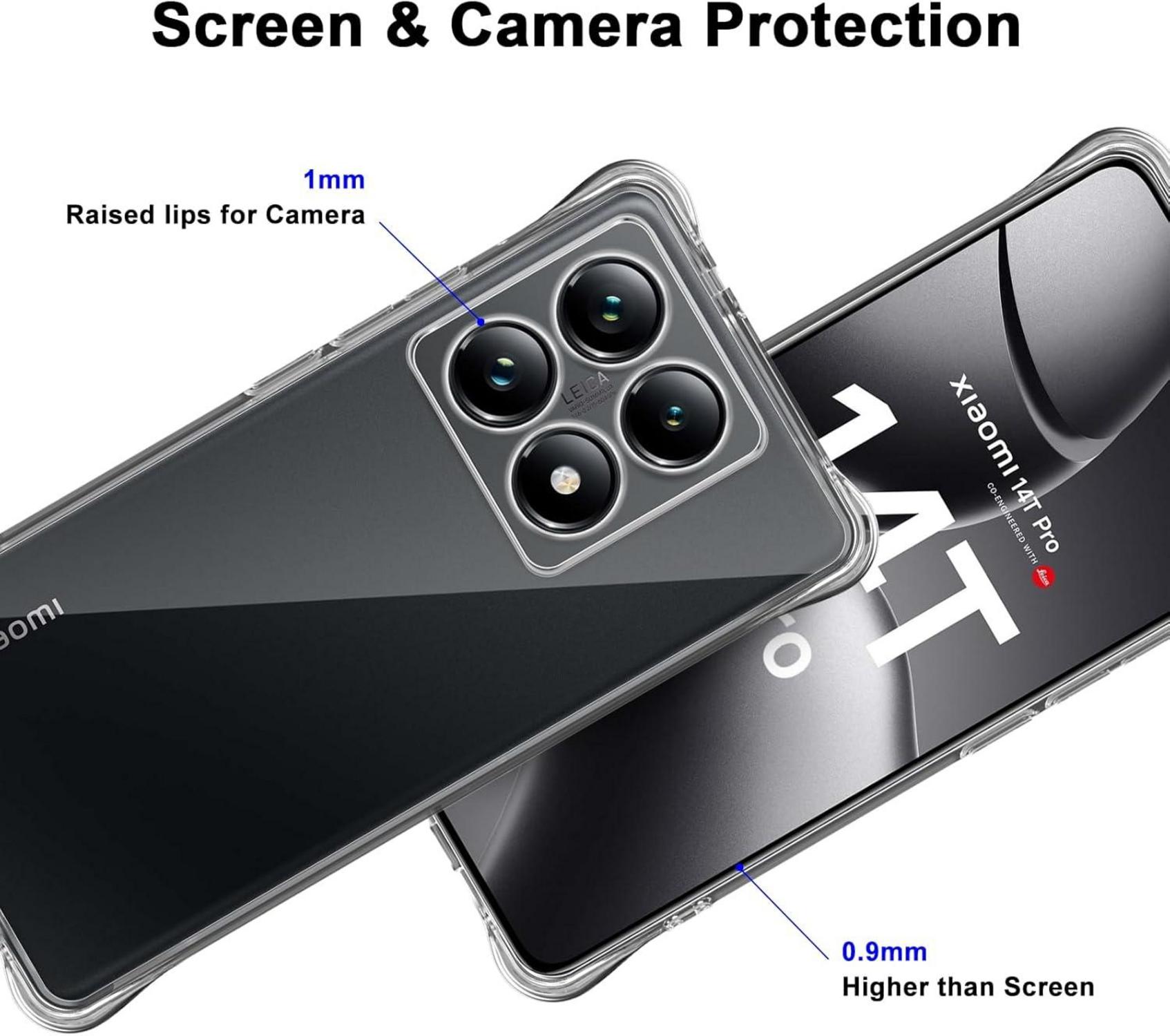 Silikon Hülle + Panzerglas Schutzfolie für Xiaomi 14T Pro 2 Stück