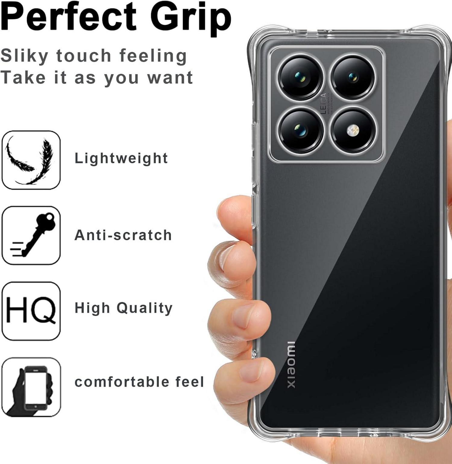 Silikon Hülle für Xiaomi 14T Pro + Panzerglas Schutzfolie 2 Stück