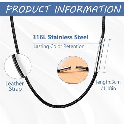 Geflochtene Halskette mit Edelstahlverschluss, 1.5-3mm in Lederoptik