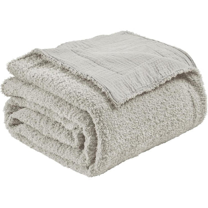 Musselin Baumwolle Fleece Decke 150x200 cm Grau