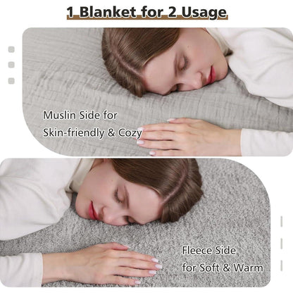 Musselin Baumwolle Fleece Decke 150x200 cm Grau