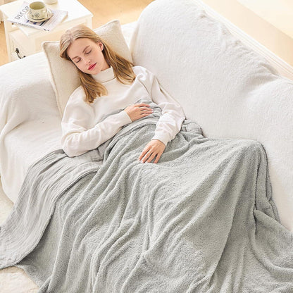 Musselin Baumwolle & Fleece Decke 200x230 cm Grau