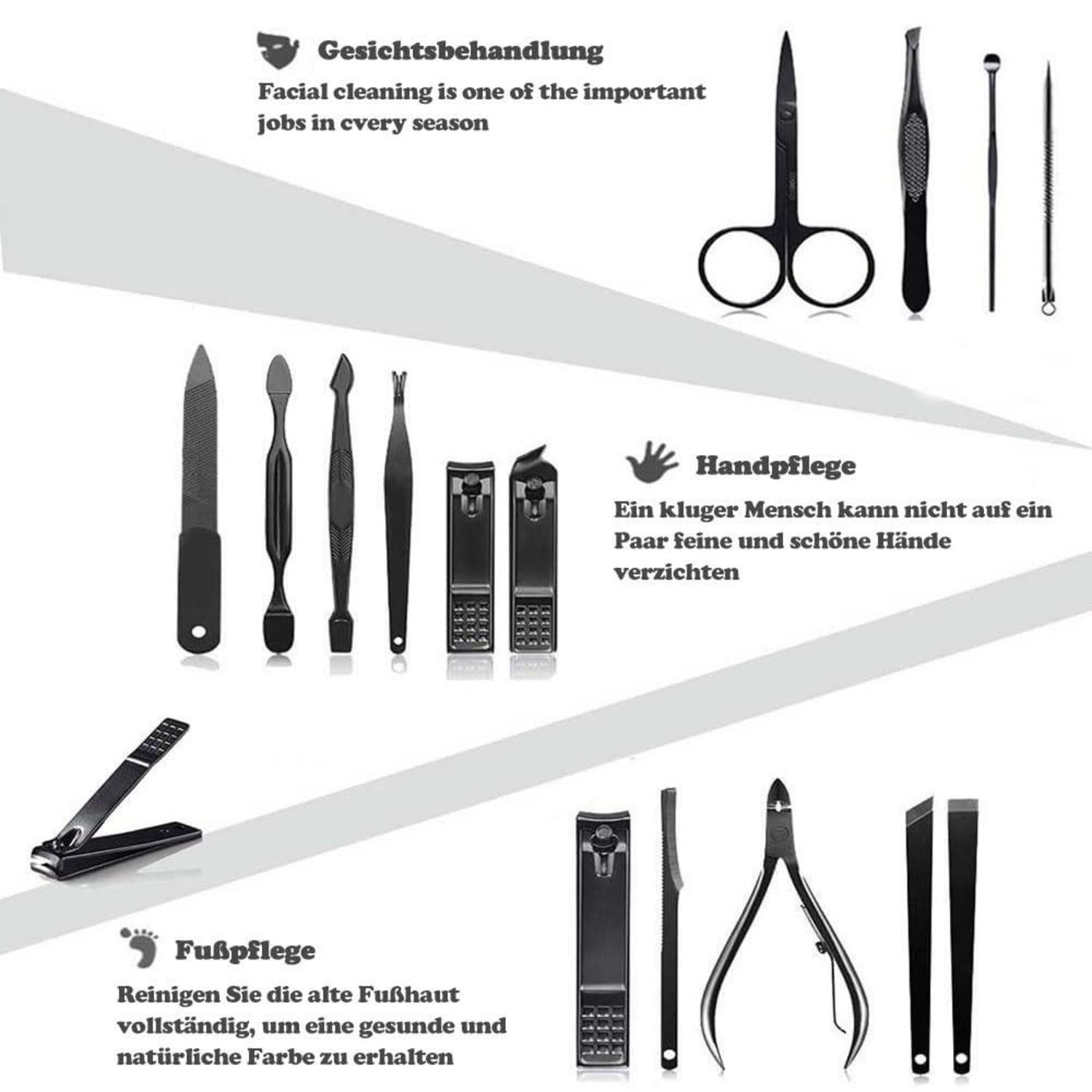 Professionelles 24-teiliges Maniküre Set aus Edelstahl in