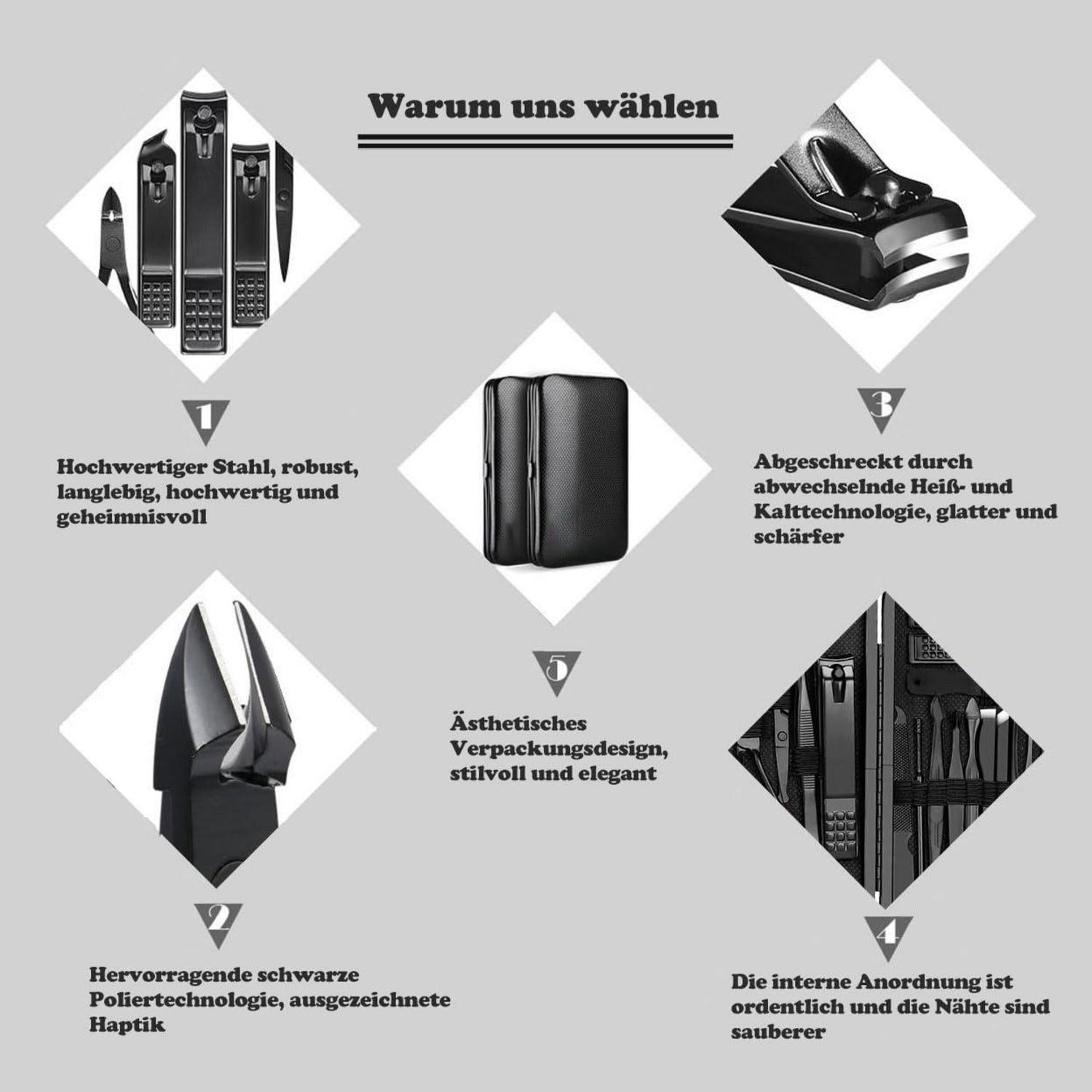 Professionelles Maniküre Set 24-teilig Nagelset Edelstahl Pediküre Set