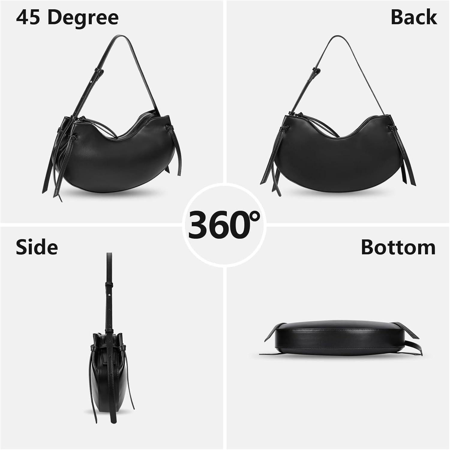 Große Schwarze Kunstleder Shopper Tasche mit Verstellbarem
