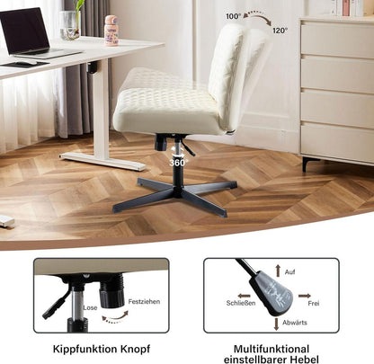 Bürostuhl ohne Armlehnen, Schreibtischstuhl mit Wippfunktion, Höhenverstellbar