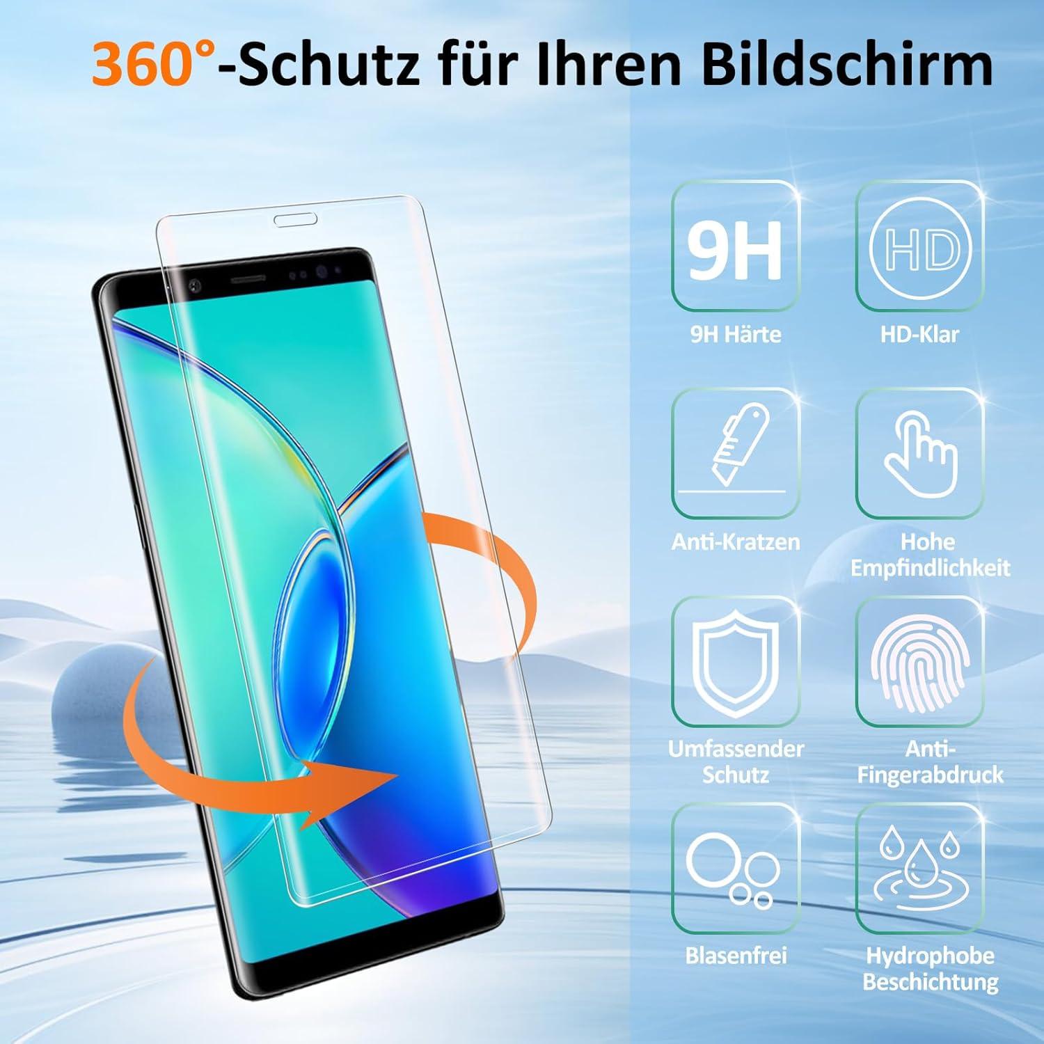 Panzer Schutzglas Samsung Galaxy Note 9 Display 9H Härte Blasenfrei