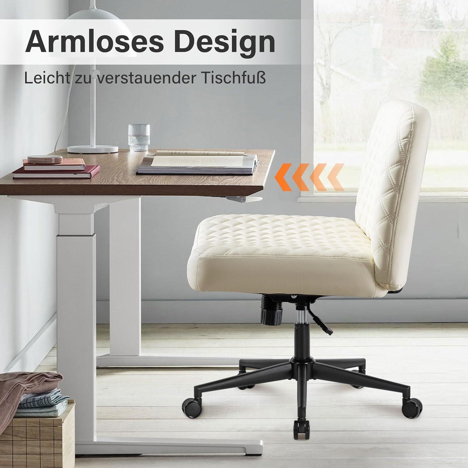 Bürostuhl ohne Armlehnen mit Rollen und breitem