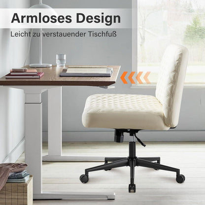 Bürostuhl ohne Armlehnen mit Rollen und breitem