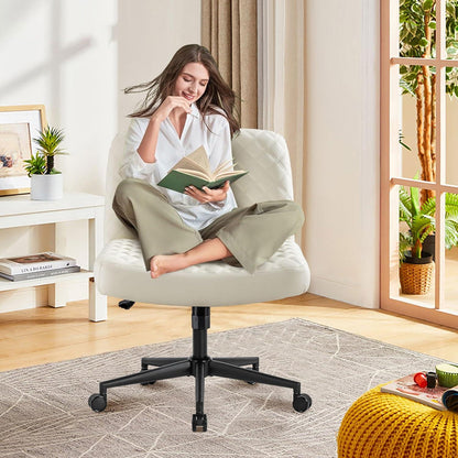 Ergonomischer Bürostuhl ohne Armlehnen mit Rollen und breitem Kissen