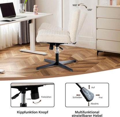 Ergonomischer Bürostuhl ohne Armlehnen, Breites Kissen, Höhenverstellbar