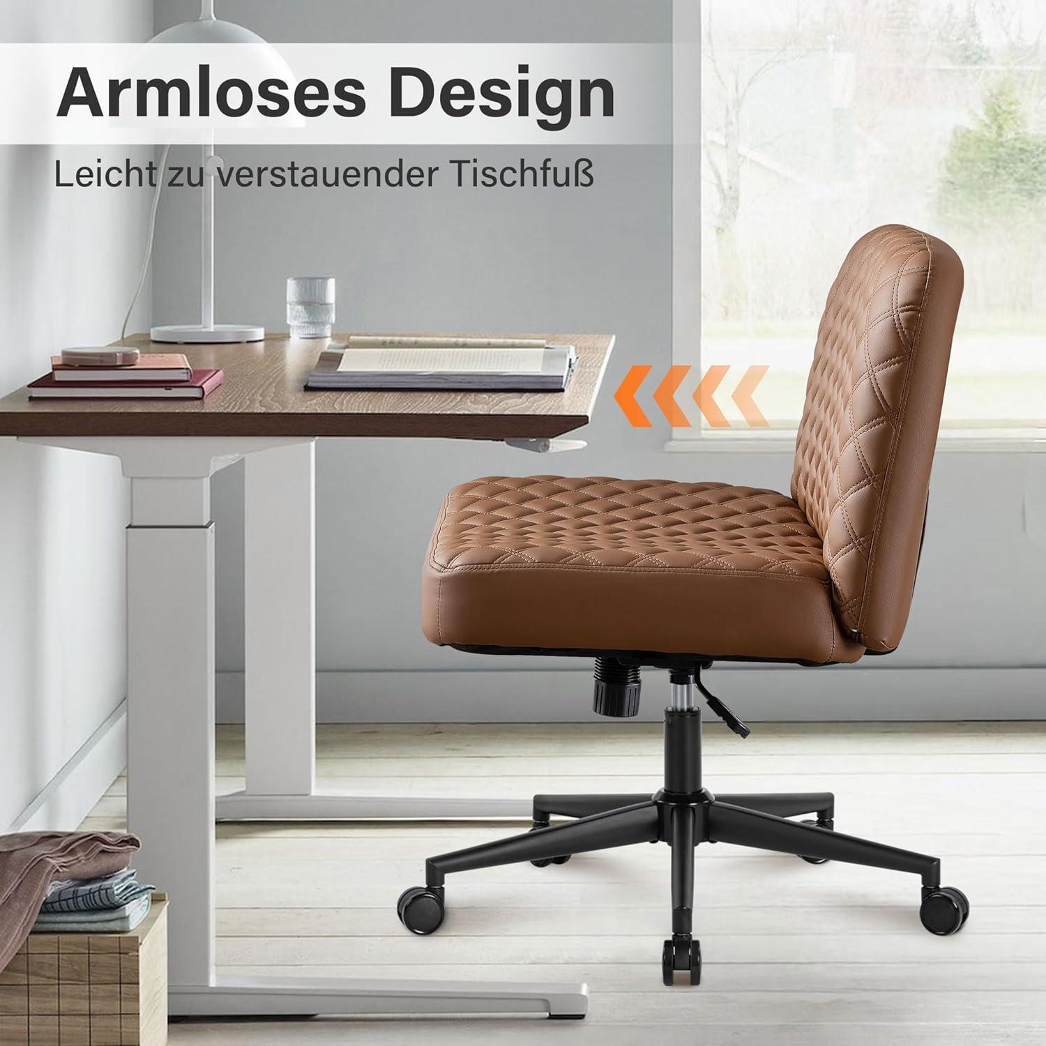 Bürostuhl ohne Armlehnen mit Rollen Lesesessel Höhenverstellbar