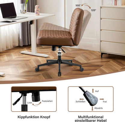 Bürostuhl ohne Armlehnen mit Rollen, ergonomisches Design, höhenverstellbar