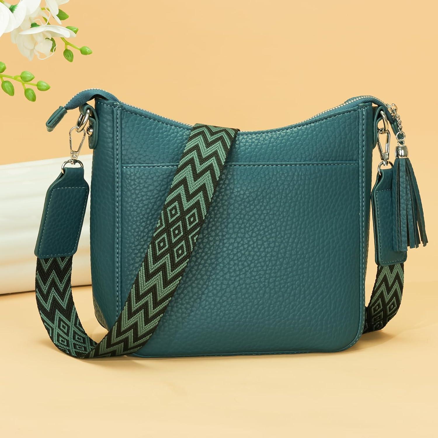 SOGYECS Damen Handtasche Grün Umhängetasche Crossbody groß vegan Leder