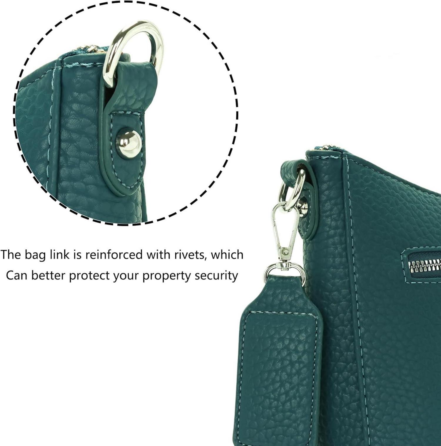 Grüne Crossbody Umhängetasche für Damen Mittelgroß Veganleder