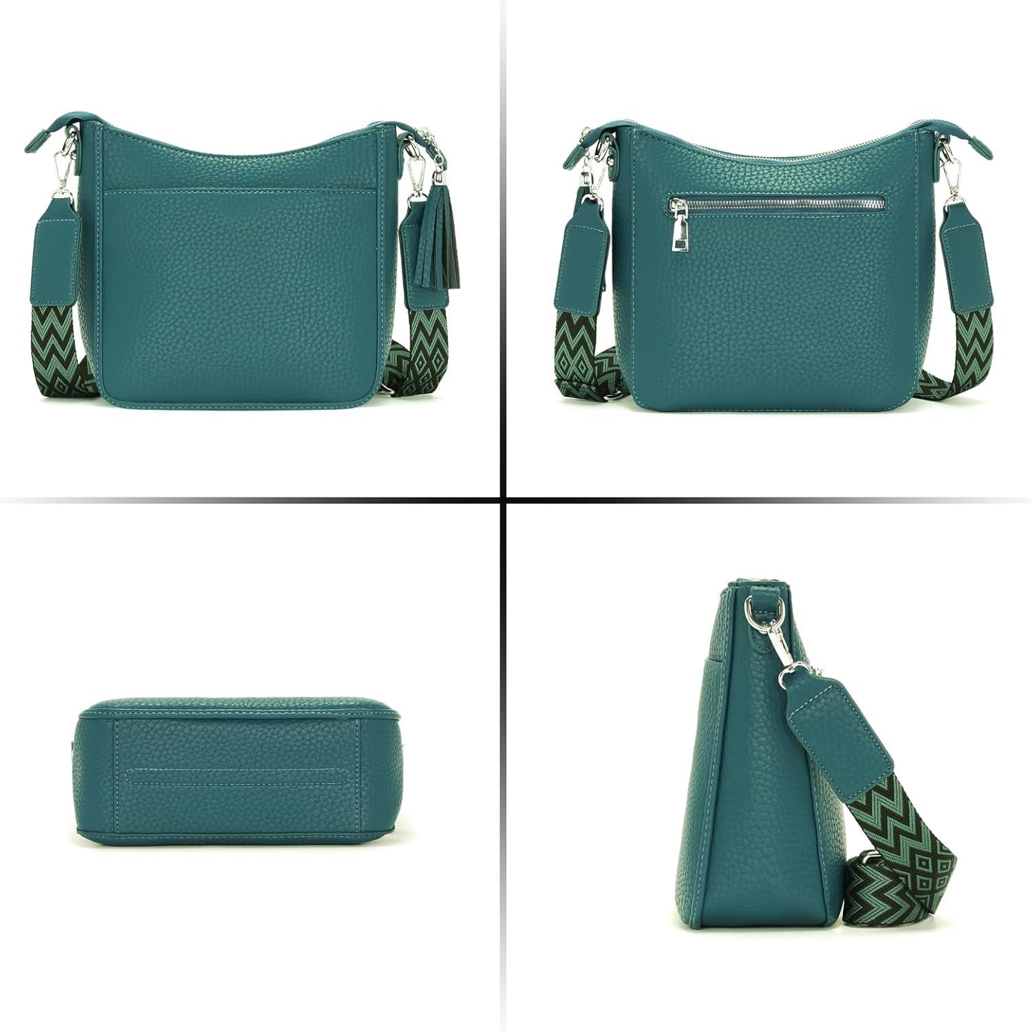 SOGYECS Damen Handtasche Grün Umhängetasche Crossbody groß vegan Leder