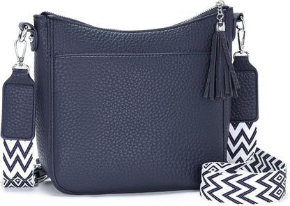 Handtasche Damen Blau Umhängetasche Crossbody Vegan-Leder