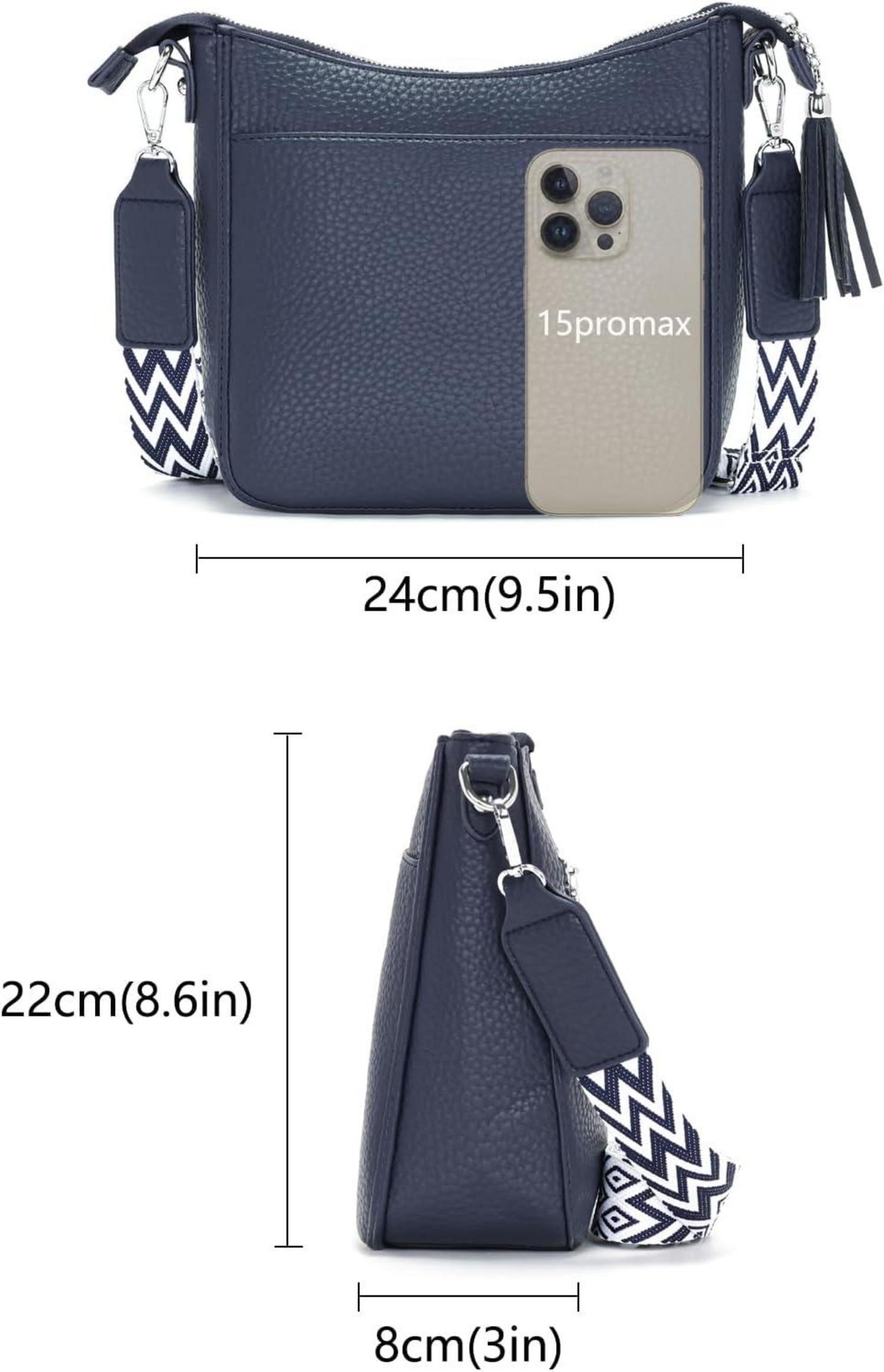 Handtasche Damen Blau Umhängetasche Crossbody Vegan-Leder