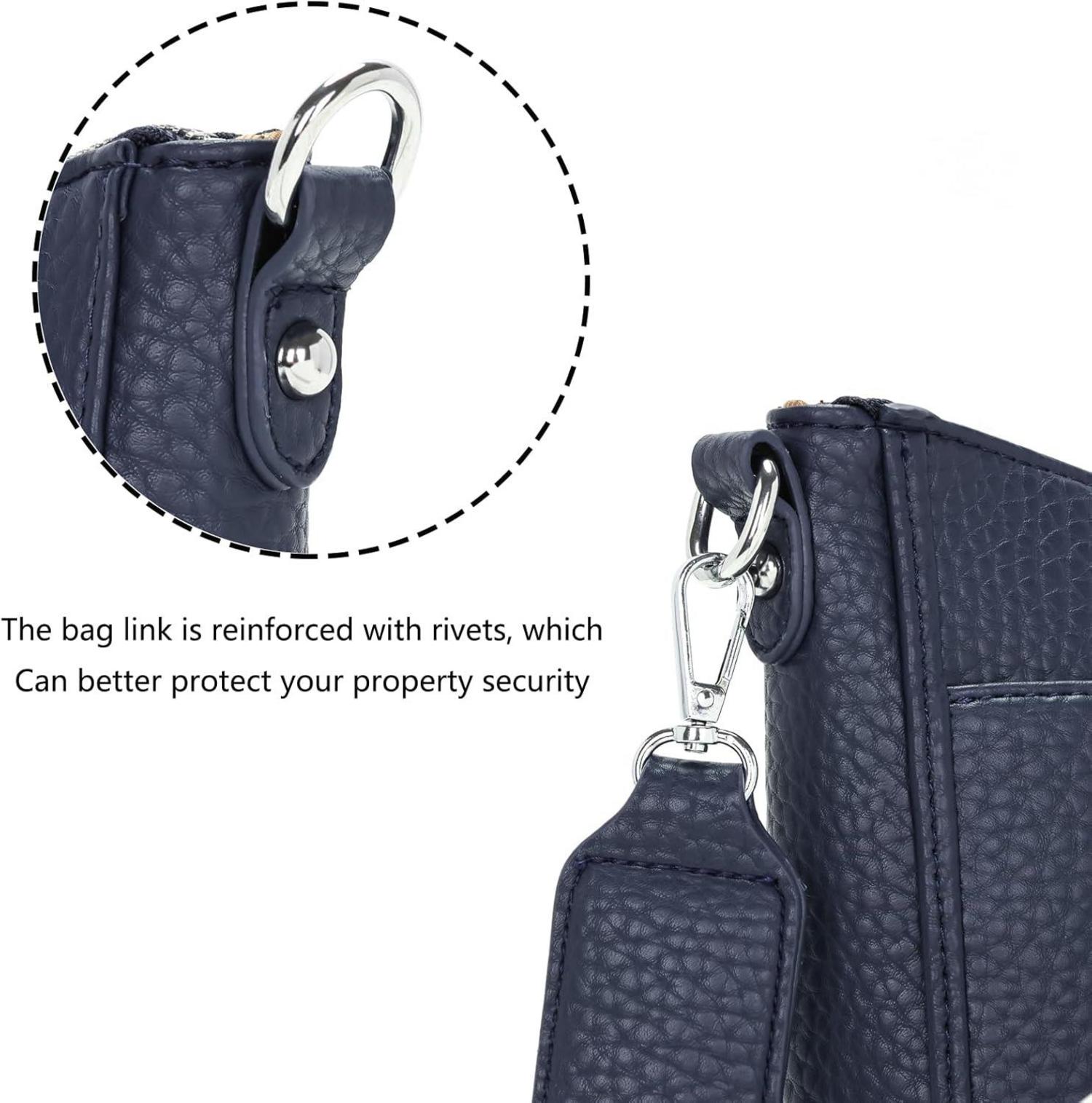 Damen Umhängetasche Blau Handtasche Vegan Leder Crossbody Bag