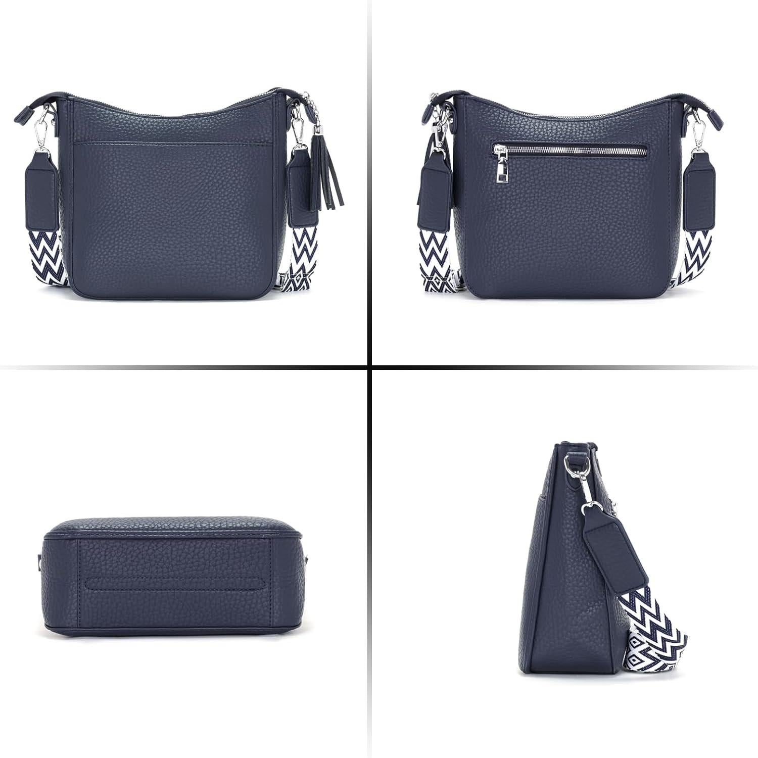 Damen Handtasche Blau Umhängetasche Crossbody Vegan Leder Mini