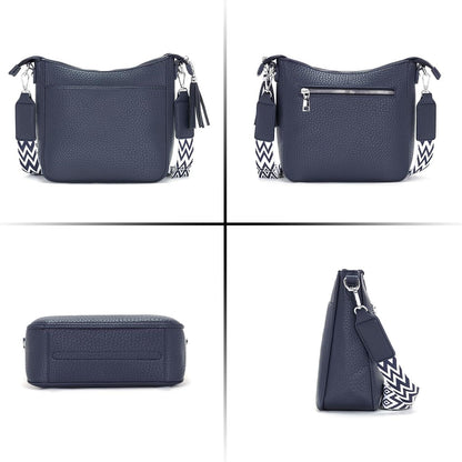 Damen Handtasche Blau Umhängetasche Crossbody Vegan Leder Mini