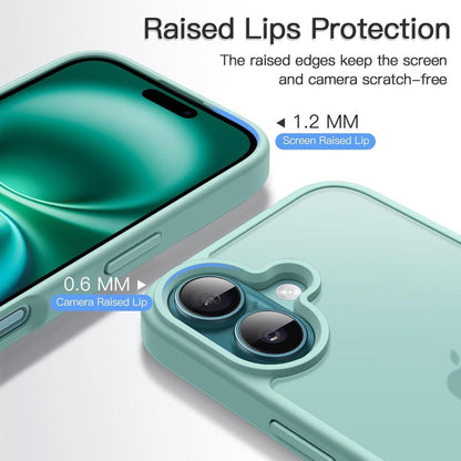iPhone 16 Hülle matt transluzent blaugrün stoßfest
