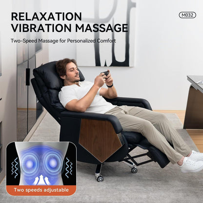 EMIAH Bürostuhl mit Liegefunktion und Fußstütze Massagefunktion Schwarz