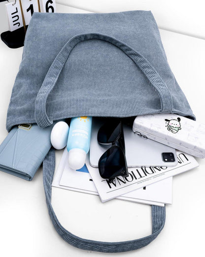 Große Cord Damen Handtasche mit Reißverschluss - Tote Bag