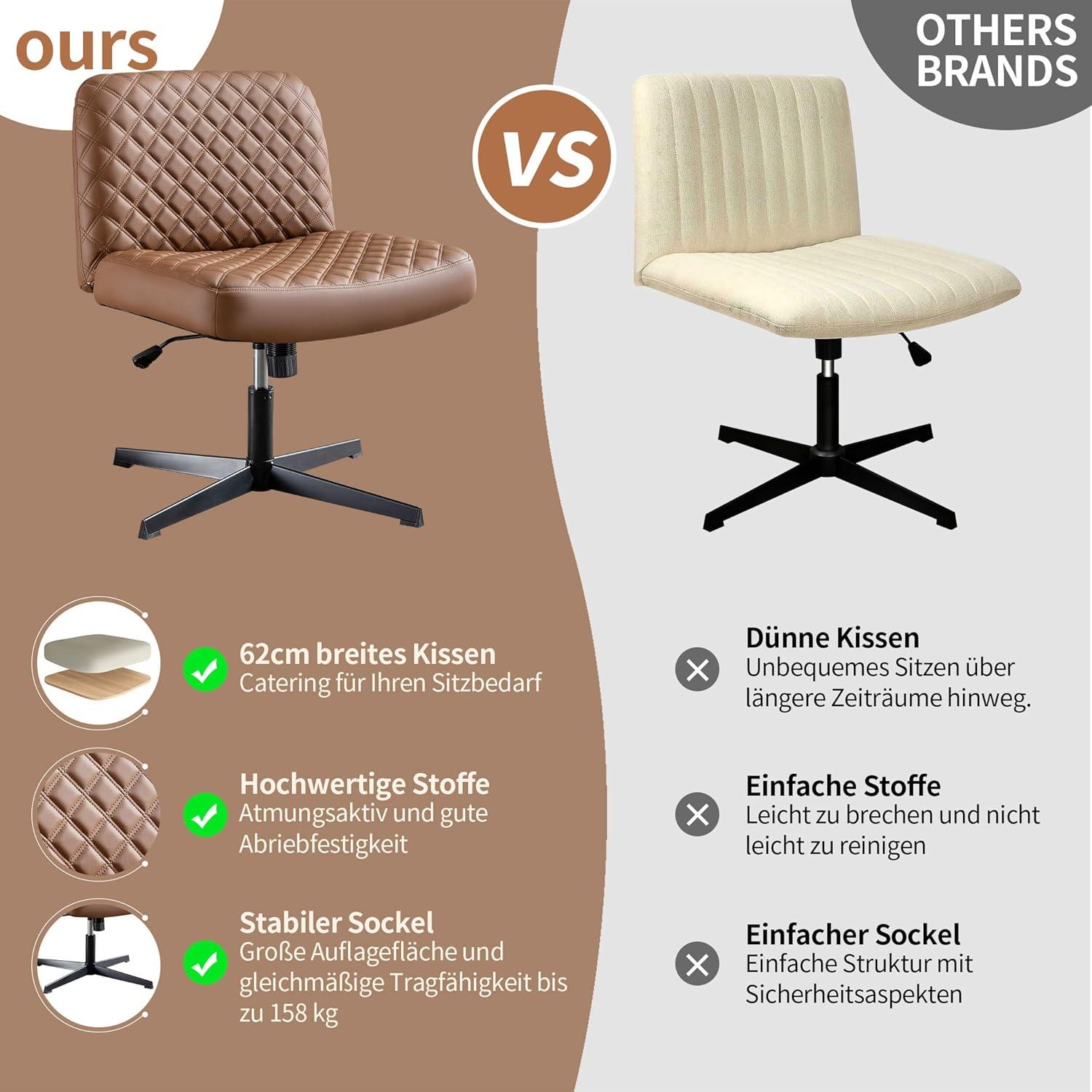 Ergonomischer Bürostuhl ohne Rollen Lesesessel mit Wippfunktion