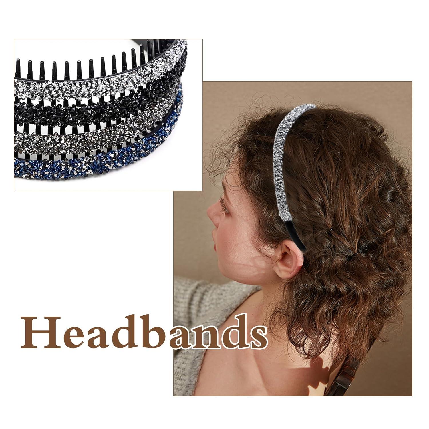 Strass Haarreifen 4er Set Damen Glitzernde Kristall Stirnband mit