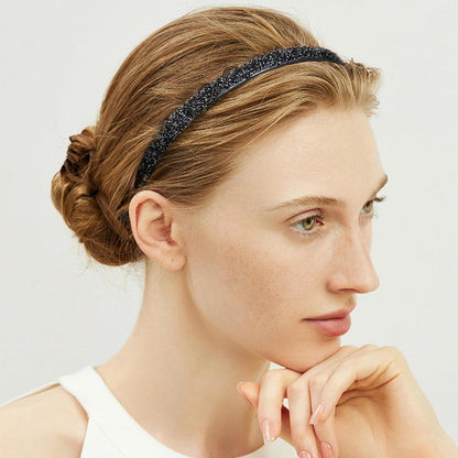 4er Set Strass Stirnbänder Schwarz Silber Grau Dunkelblau, Damen Haarreifen mit Zähnen