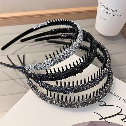 4er Set Strass Haarreifen Schwarz Silber Grau Dunkelblau für Damen