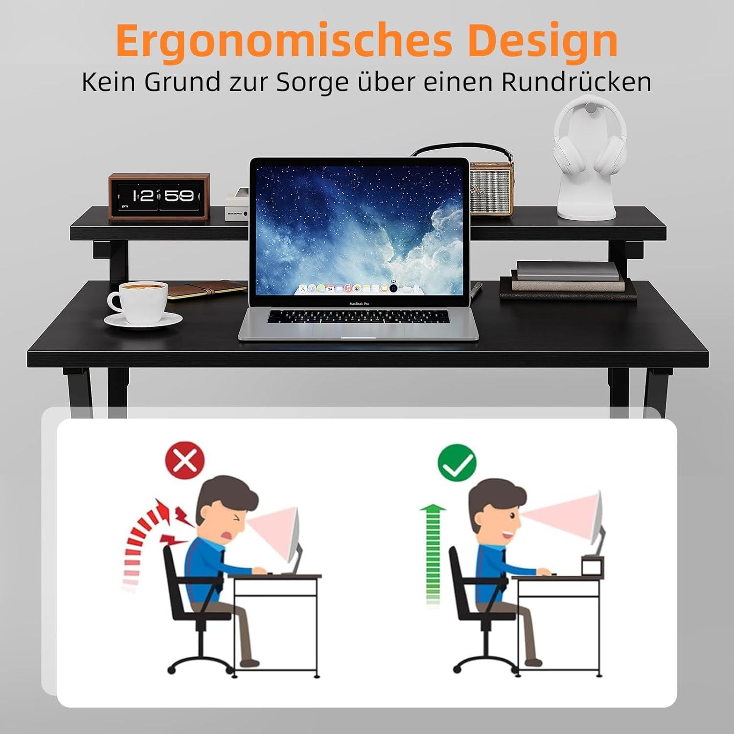 Kleiner Schreibtisch 70x48cm Schwarz mit Regal, Home Office, Gamer-Schreibtisch