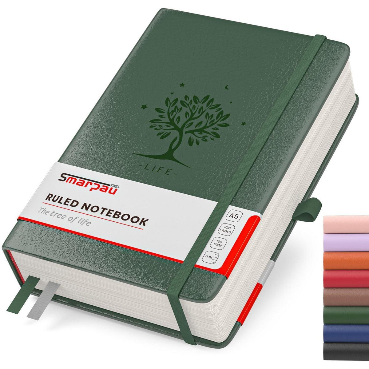 A5 Notizbuch – Grünes Hardcover Journal 320 Seiten in Lederoptik