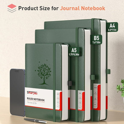 A5 Notizbuch – Grünes Hardcover Journal 320 Seiten in Lederoptik