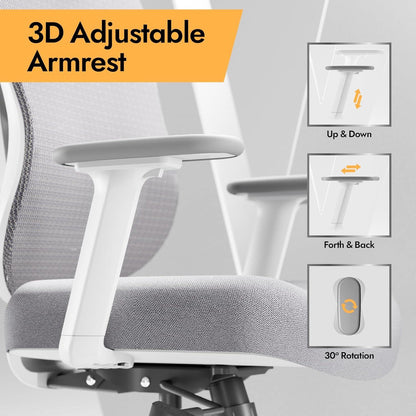 Ergonomischer Bürostuhl 3D Lendenstütze verstellbare Armlehnen