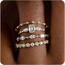 Edles 4-teiliges Zirkonia Ring Set in Gold für Damen