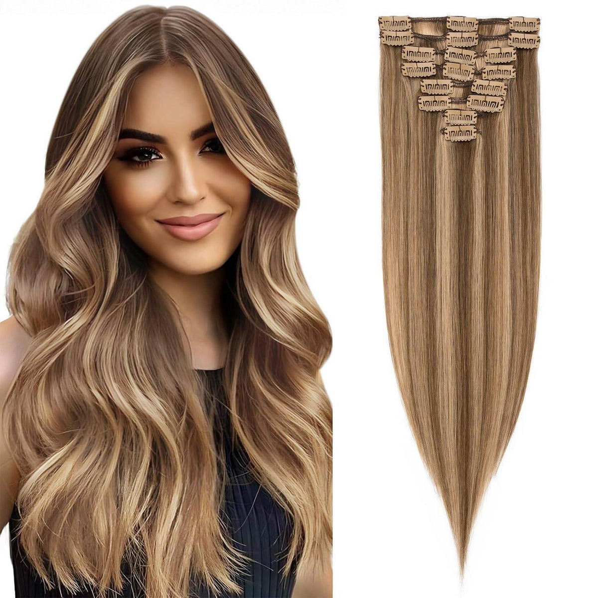 Clip in Echthaar Extensions 45cm #4/27 Blond