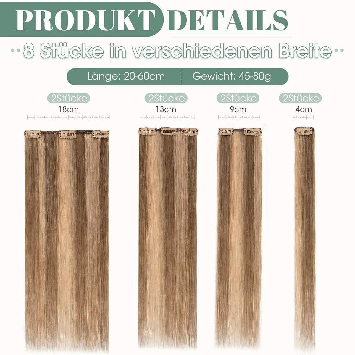 Clip in Echthaar Extensions 45cm #4/27 Blond