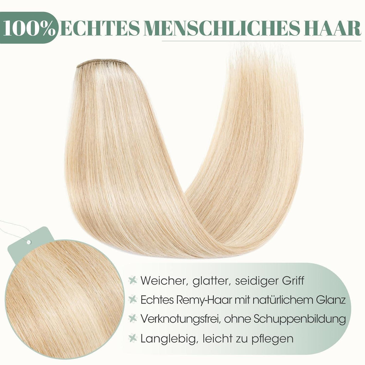 Echthaar Clip ins Extensions #18/613 Blond 35cm - 8 Stück