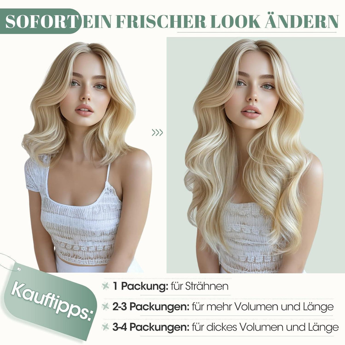 Echthaar Clip ins Extensions #18/613 Blond 35cm - 8 Stück