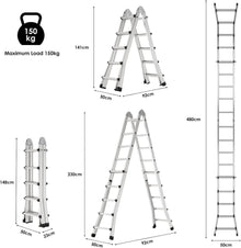 Aluleiter Mehrzweckleiter 4.8M Teleskopleiter 3-in-1
