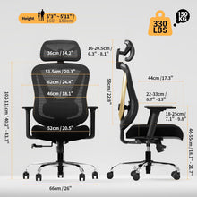 Ergonomischer Bürostuhl mit 3D Lendenstütze und
