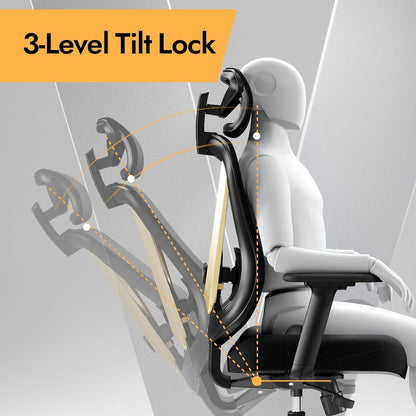 Ergonomischer Bürostuhl mit 3D Lendenstütze verstellbaren Armlehnen V-Rücken