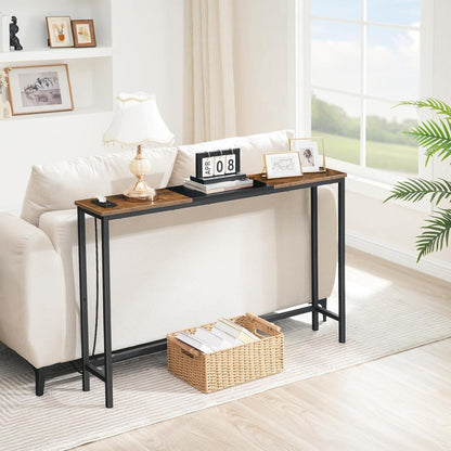 HOOBRO Konsolentisch Ladestation USB Vintagebraun