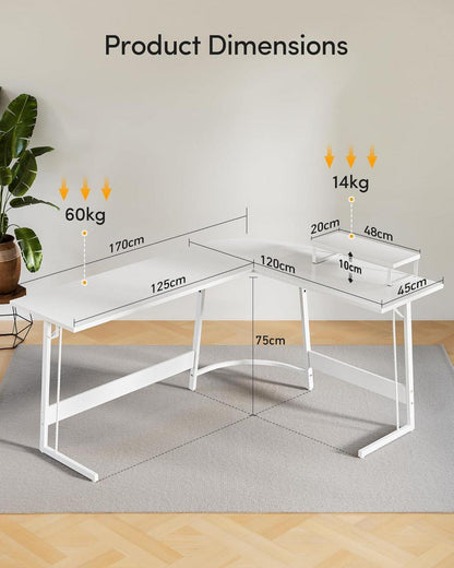 Gaming Eckschreibtisch 170x120cm L-Form mit Monitorständer