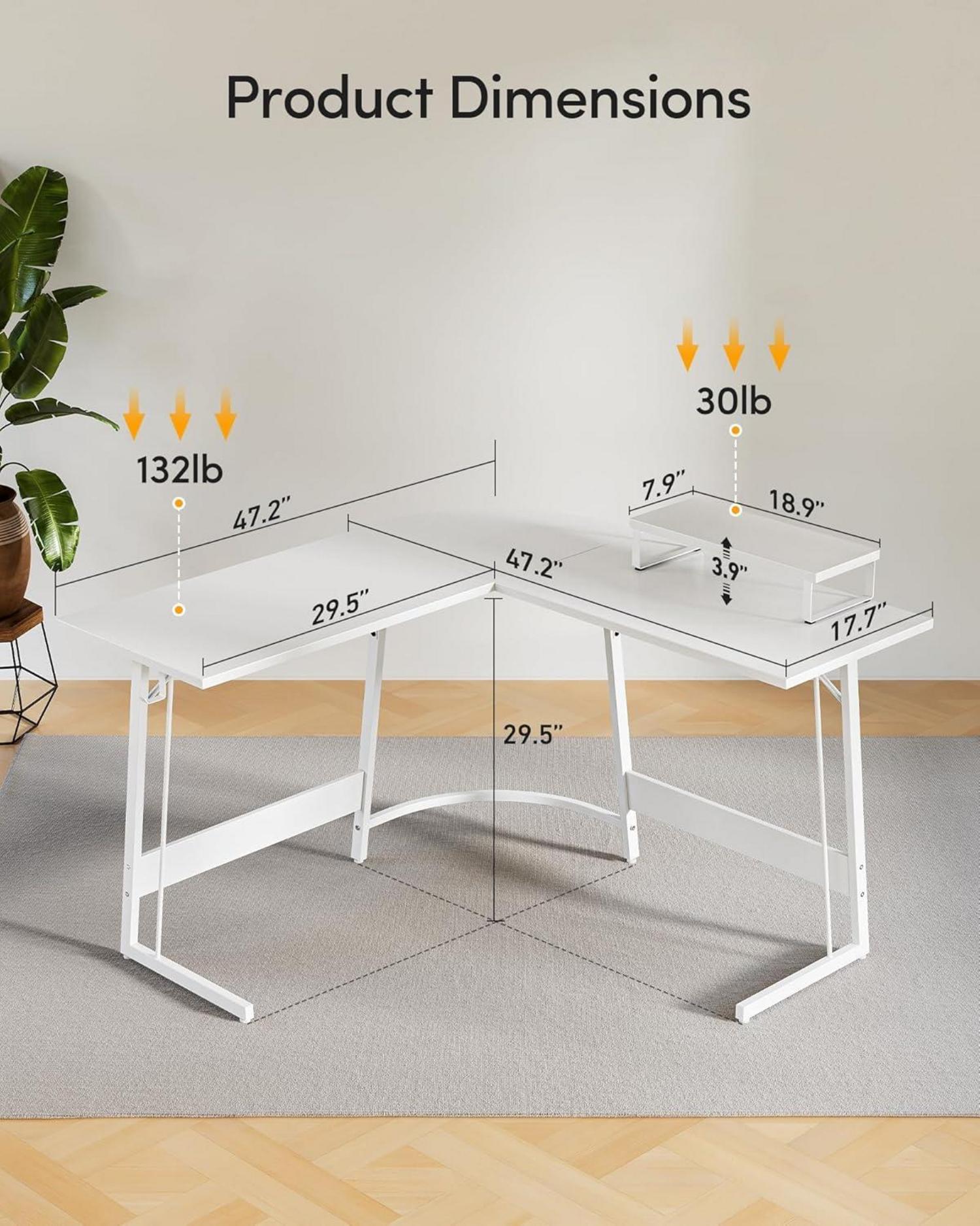 Gaming Eckschreibtisch 120x120 cm L-Form Monitorständer