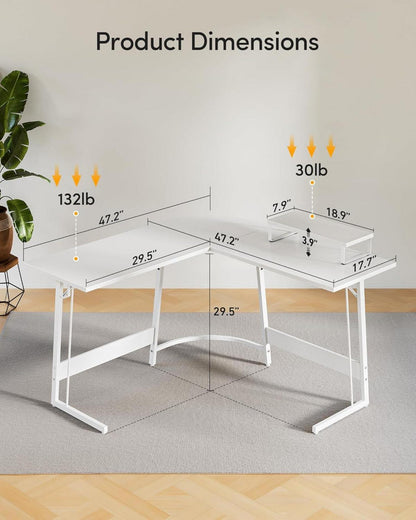 Gaming Eckschreibtisch 120x120 cm L-Form Monitorständer