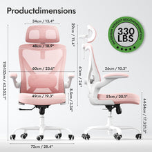 Ergonomischer Bürostuhl mit Lendenwirbelstütze - Rosa